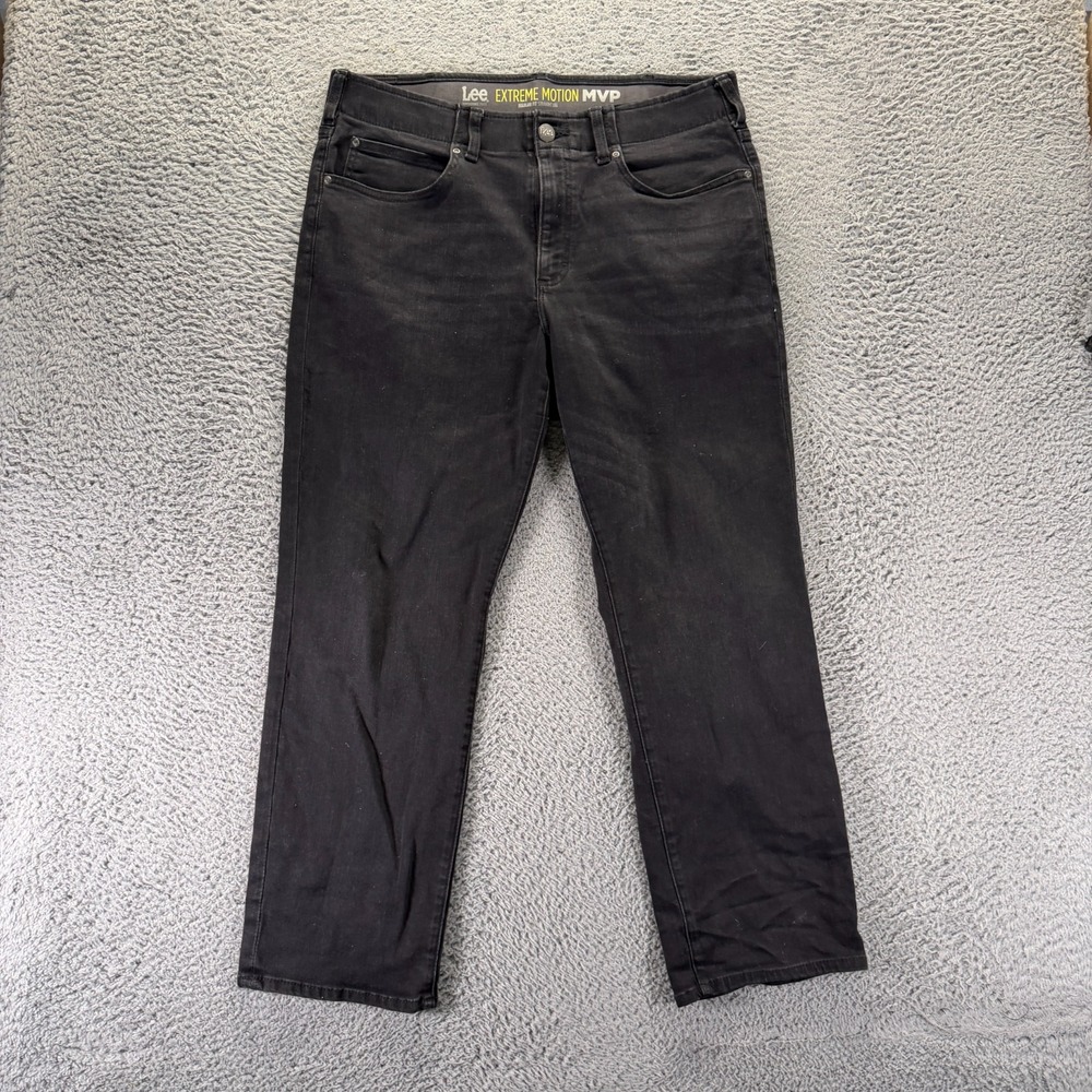 Lee Extreme Motion MVP Jeans Mens 36x29 Black Cotton Denim Straight Leg Stretch